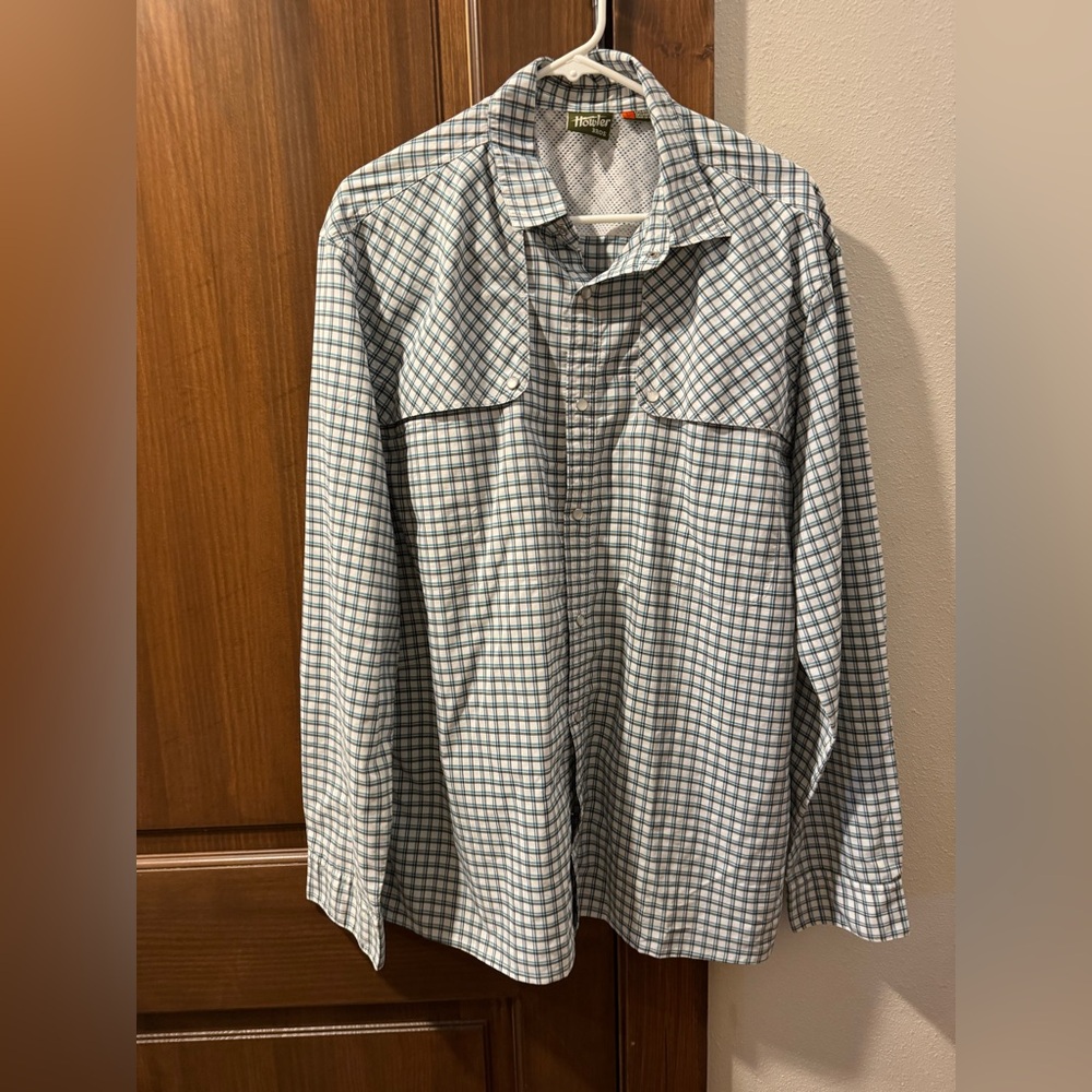 Howler Brothers Blue and White Plaid long sleeve Shirt